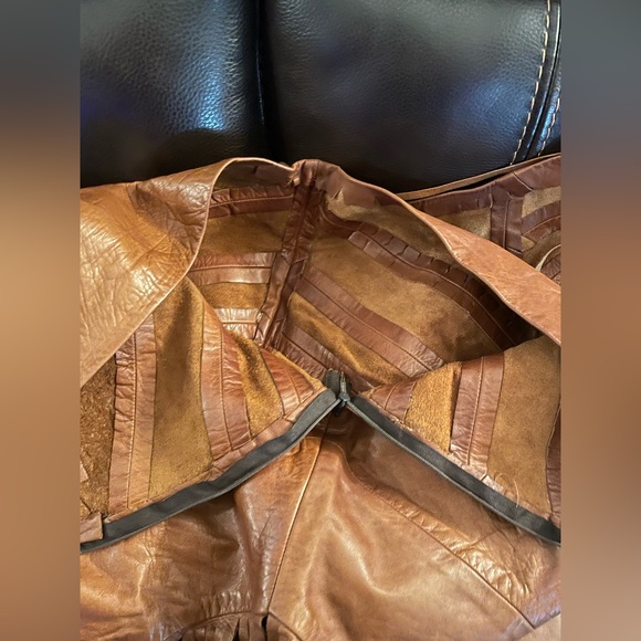 Genuine custom leather skirt and halter set. Soft light brown leather. - Picture 12 of 16